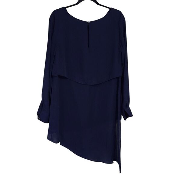 WHBM top Navy sheer asymmetrical layered tiered long sleeve Whimsigoth Fairy 8 - Picture 2 of 6